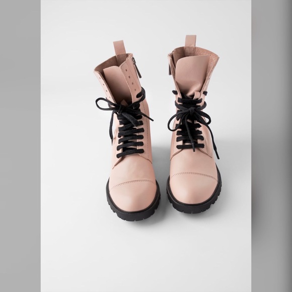 LACED LEATHER ANKLE BOOTS TRF - Picture 2 of 10